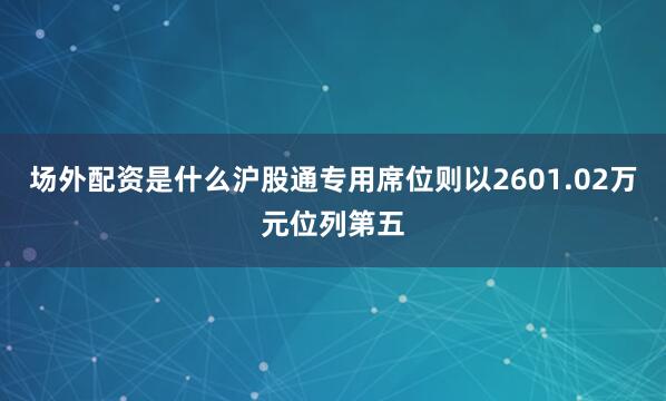 场外配资是什么沪股通专用席位则以2601.02万元位列第五