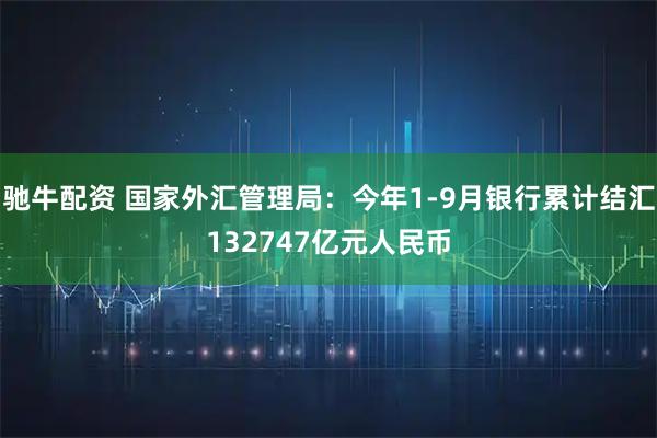 驰牛配资 国家外汇管理局：今年1-9月银行累计结汇132747亿元人民币