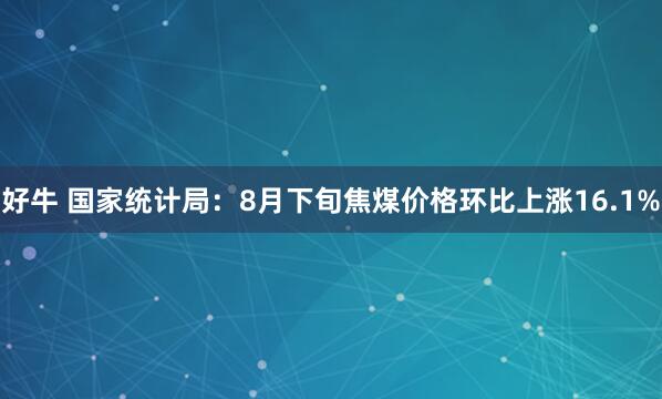 好牛 国家统计局：8月下旬焦煤价格环比上涨16.1%